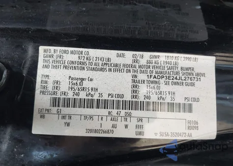 2018 Ford Focus S из США, поврежденный, VIN 1FADP3E24JL276731